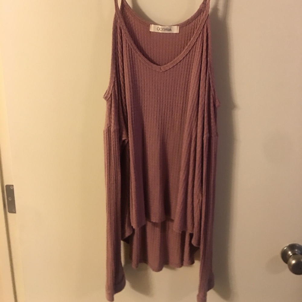 Off the shoulder mauve sweater